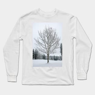 Lone Snow Covered Tree Long Sleeve T-Shirt